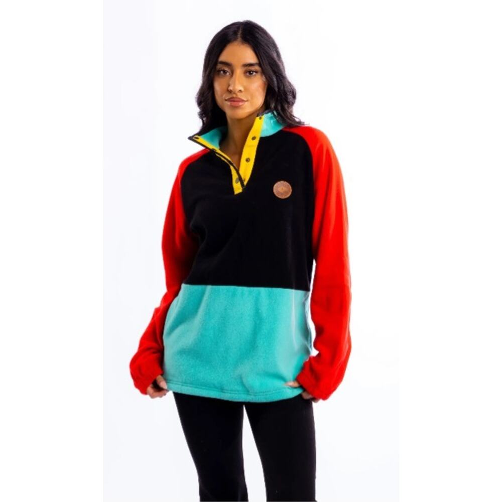 Shinesty Pullover Sweat Shirt Retro Color Block Unisex Stay Weird Shine On Sz M